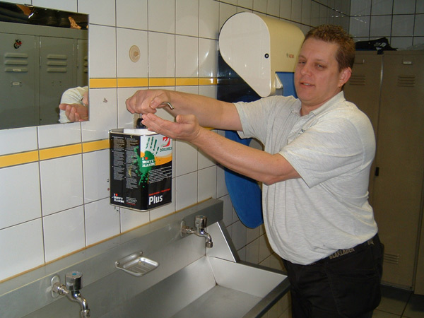 Winner washing hands