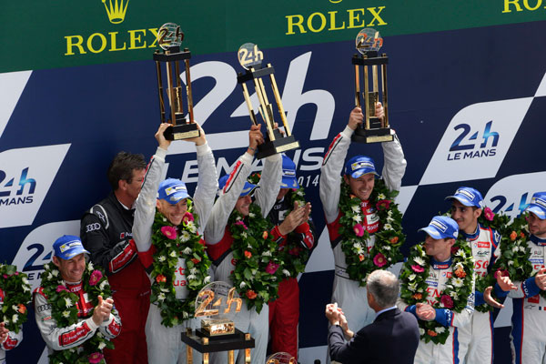 Audi Le Mans 2014 overwinning podium