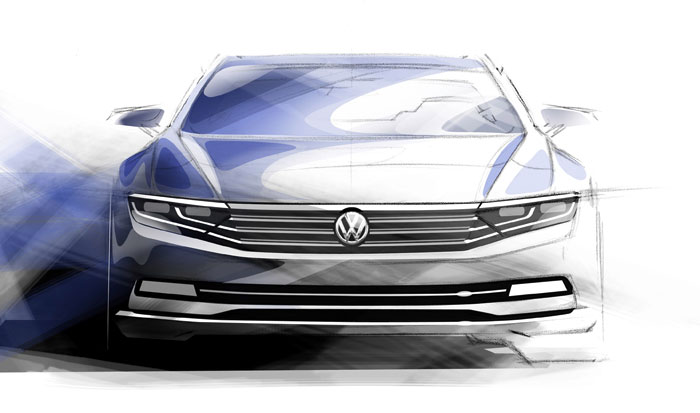 Nieuwe Volkswagen Passat front sketch