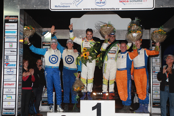 Bernhard ten Brinke 2e Hellendoorn Rally action podium