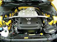 Nissan 350Z GT4 testverslag motorcompartiment