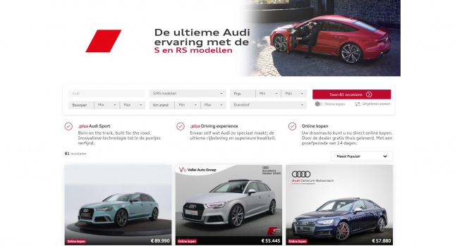 Bereikbare sportiviteit: nieuwe S- en RS-sectie op Audi occasionwebsite