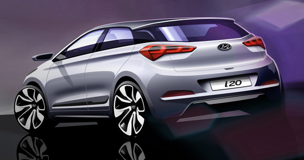 Hyundai i20 designschets achter