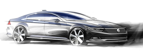 Nieuwe Volkswagen Passat side sketch