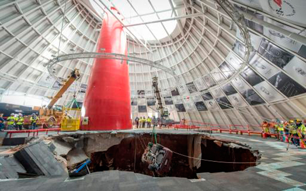 Chevrolet Corvette sinkhole rescue