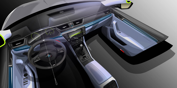 SKODA Superb Interior Design Sketch