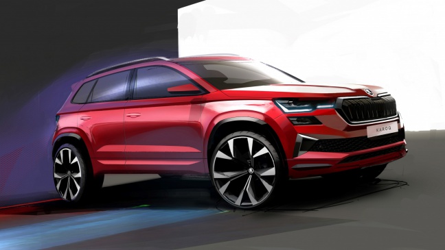 Schetsen onthullen design vernieuwde ŠKODA KAROQ