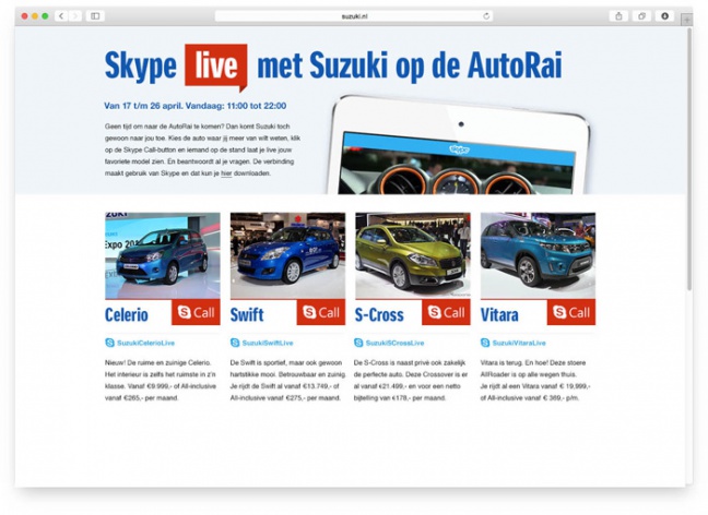 Suzuki op de AutoRAI: twee primeurs &egrave;n interactief met &ldquo;Suzuki Live&rdquo;