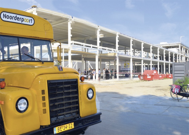 Het nieuwe gebouw van Noorderpoort Automotive &amp; Logistiek in aanbouw