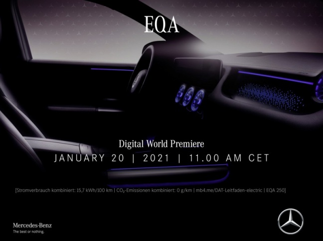 Digitale wereldpremière van de EQA op Mercedes me media