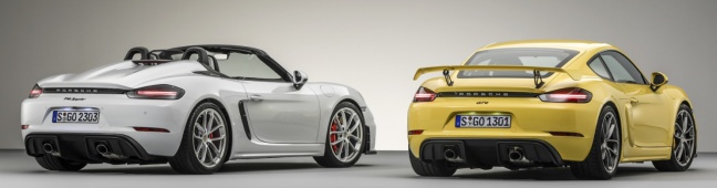 Porsche 718 Spyder en 718 Cayman GT4: nieuwe puristische topversies met natuurlijk aangezogen zescilinder boxermotoren